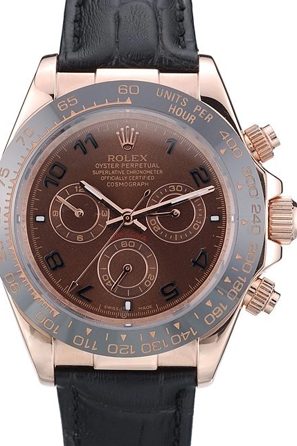 AAA Replica Watches Leather 41975 Bezel Black Daytona Rolex Black Strap Brown Ceramic Dial 0616